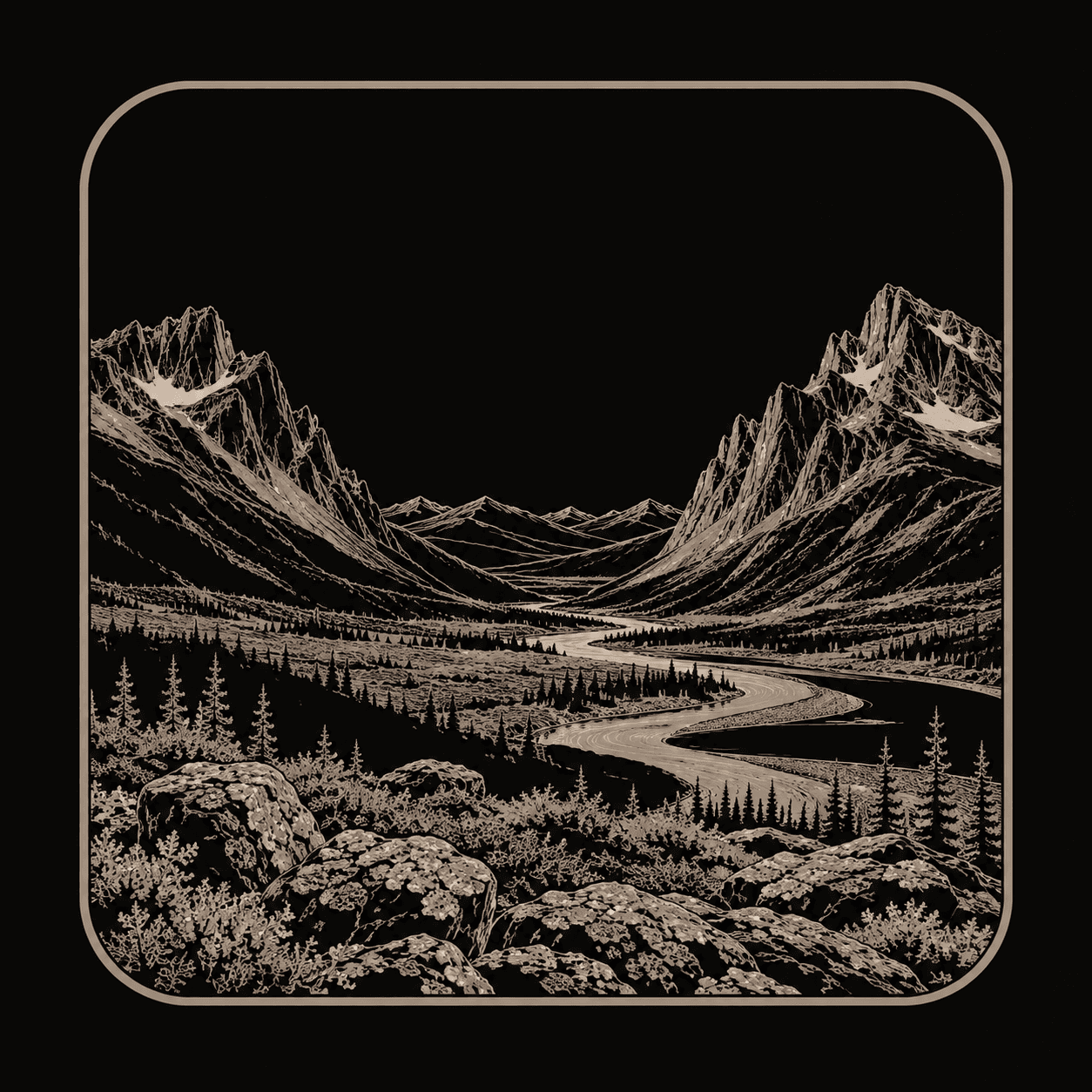 Illustration of Gates of the Arctic National Park.