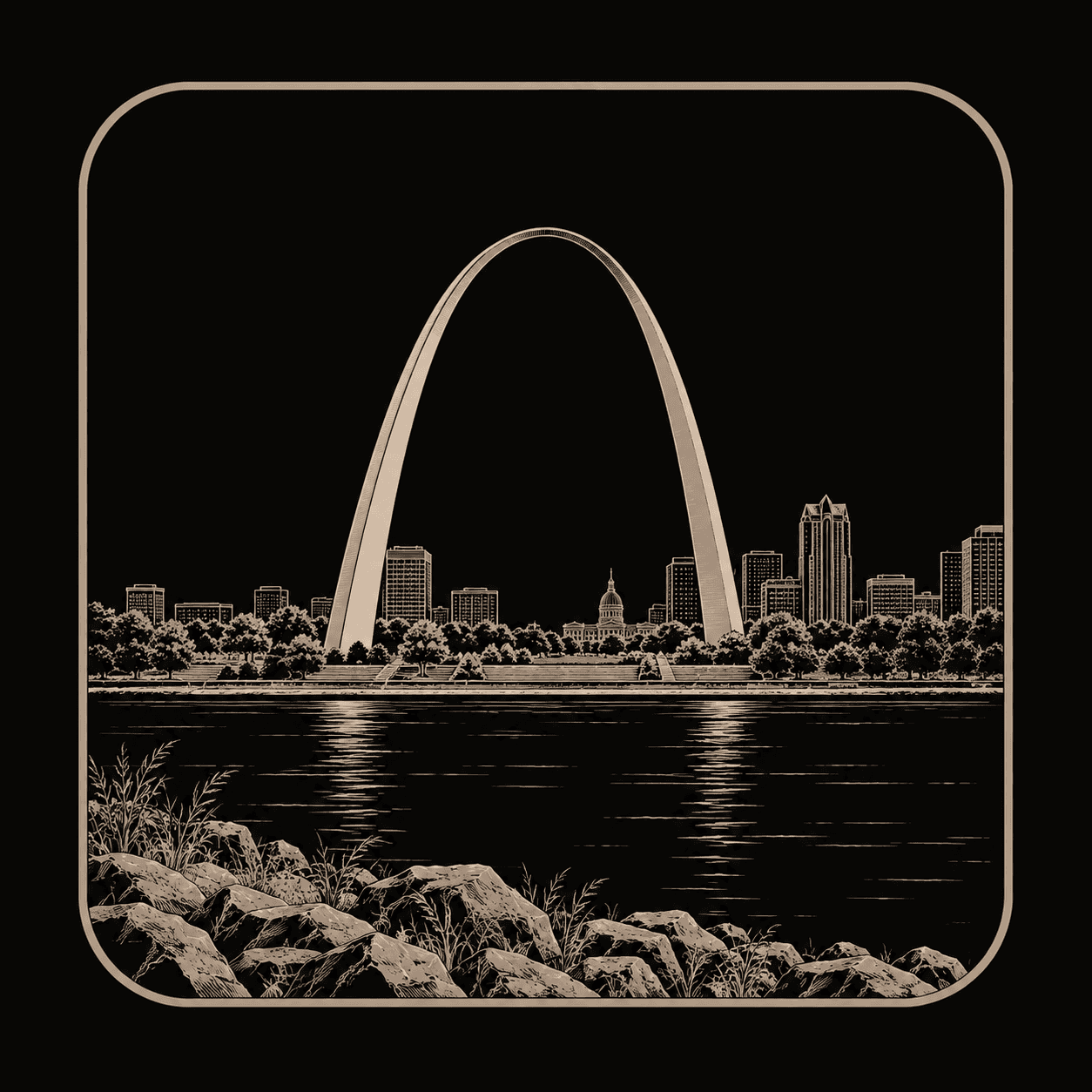Illustration of Gateway Arch National Park.