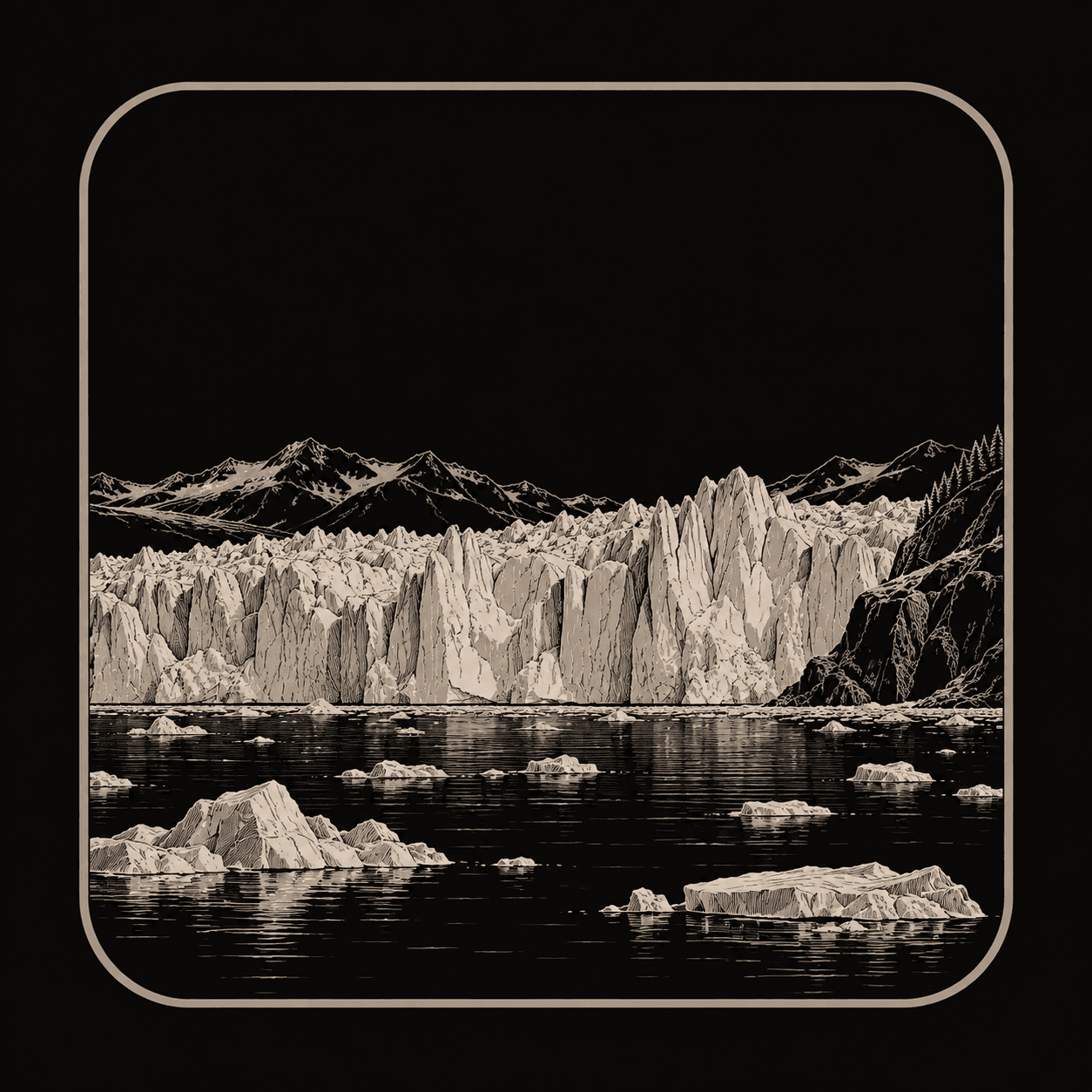 Illustration of Glacier Bay National Park.