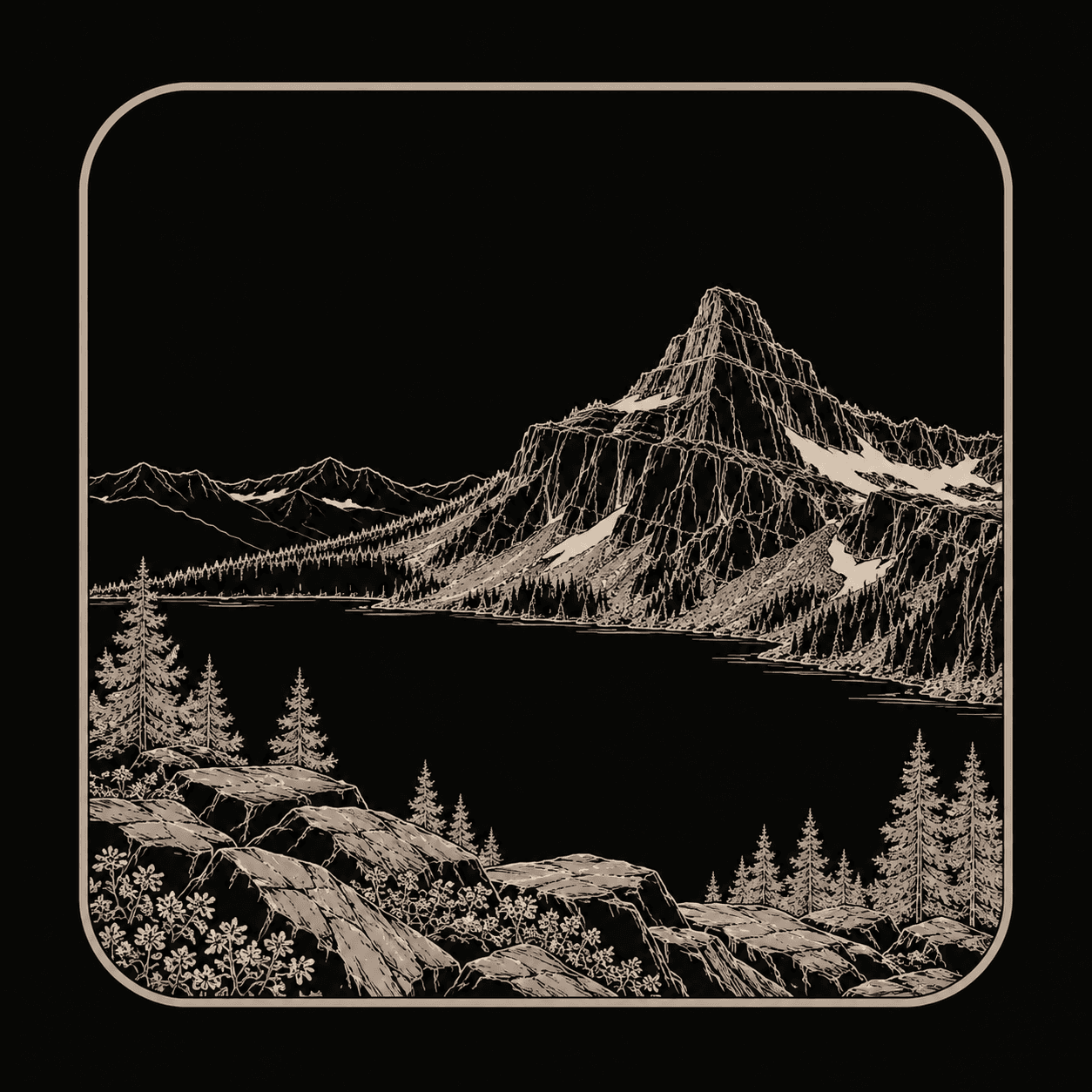 Illustration of Glacier National Park.
