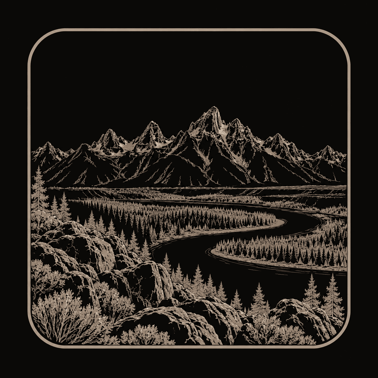 Illustration of Grand Teton National Park.