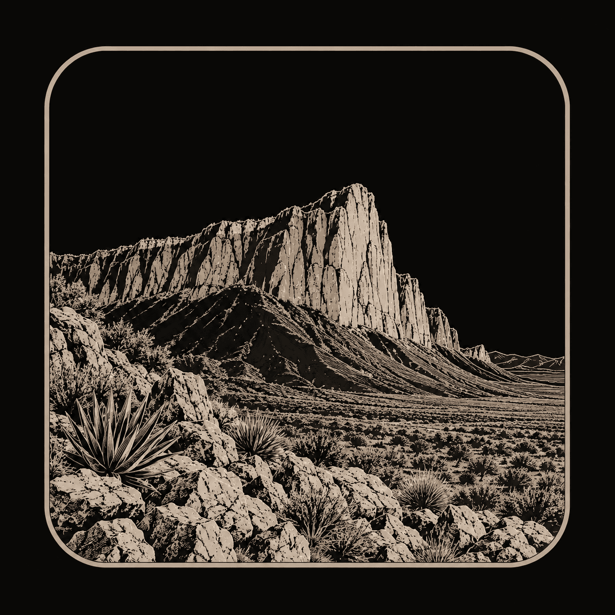 Illustration of Guadalupe Mountains National Park.