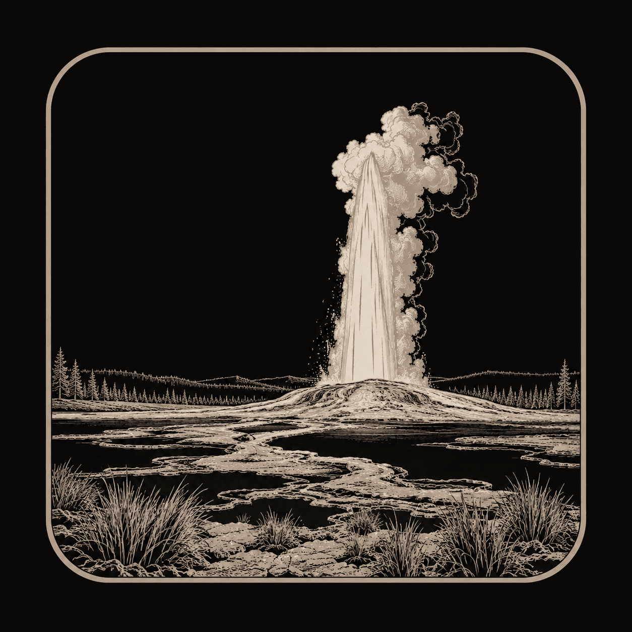 Illustration of Yellowstone National Park.